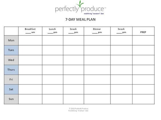 7 Day Meal Planner Template