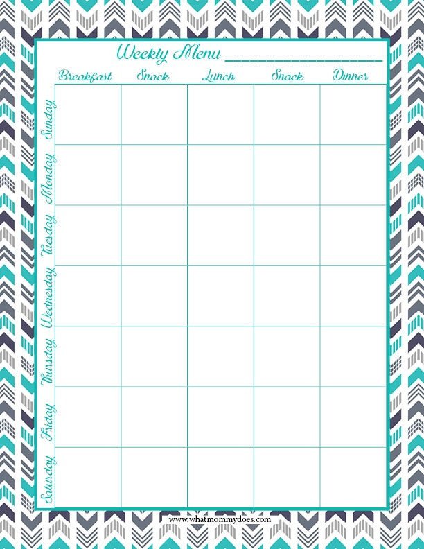 Free Printable Weekly Meal Planning Templates and a week