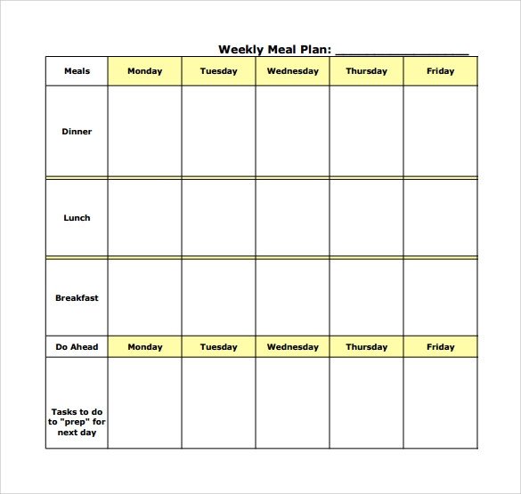 18 Meal Planning Templates PDF Excel Word
