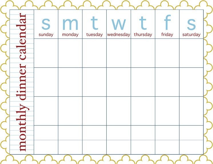 28 Useful Printable Monthly Meal Planners