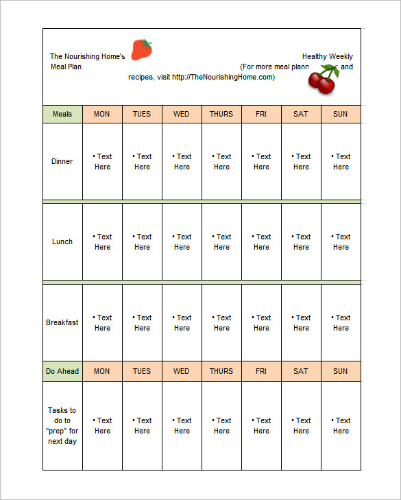 15 Meal Planning Templates Word Excel PDF