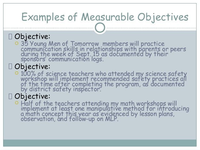 Writing measurable objectives