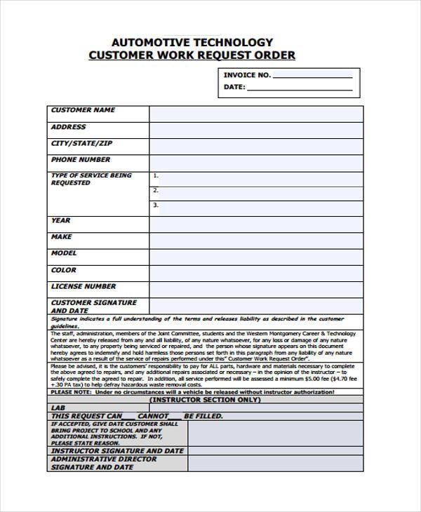 10 Work Order Templates PDF Apple Pages