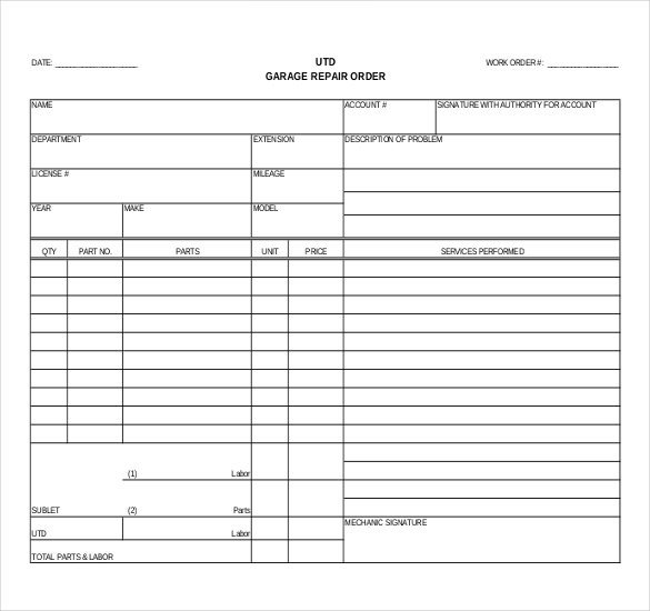 Work Order Template 13 Free Word Excel PDF Document