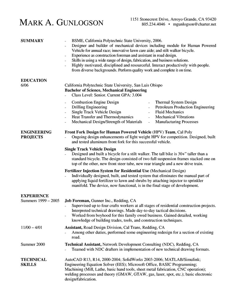 A mechanical engineer resume template gives the design of