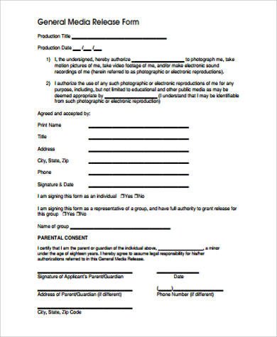 Sample Media Release Form 10 Examples in Word PDF