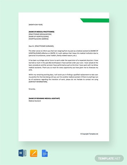 FREE Medical Assistant Resignation Letter Template