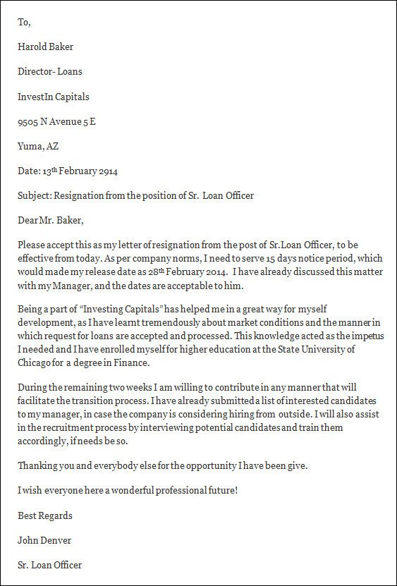 Sample Job Resignation Letter 14 Free Documents in Word