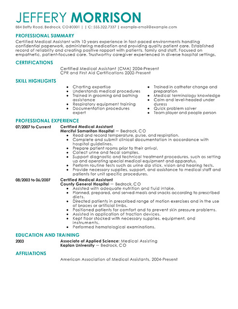 Best Medical Assistant Resume Example