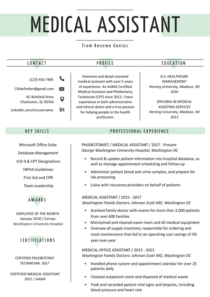Medical Assistant Resume Sample & Writing Guide