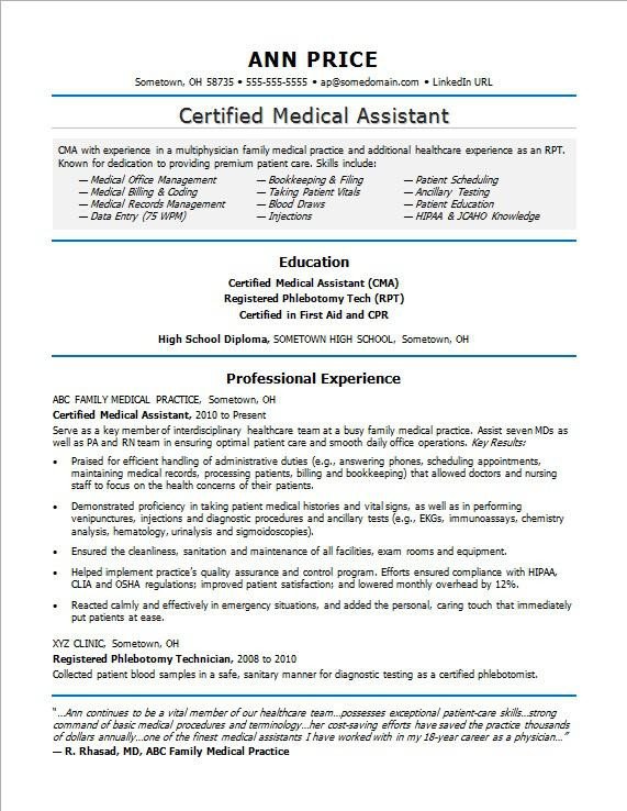 Medical Assistant Resume Sample