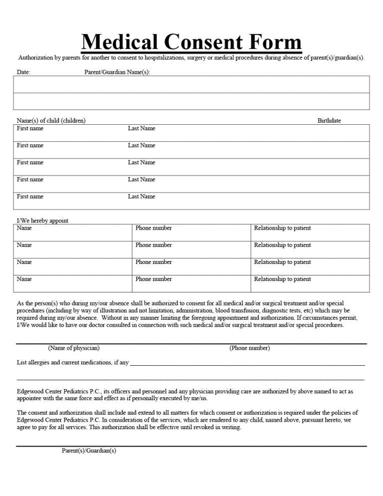45 Medical Consent Forms FREE Printable Templates