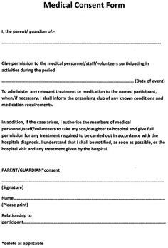 Medical Consent Form For Adults – templates free printable