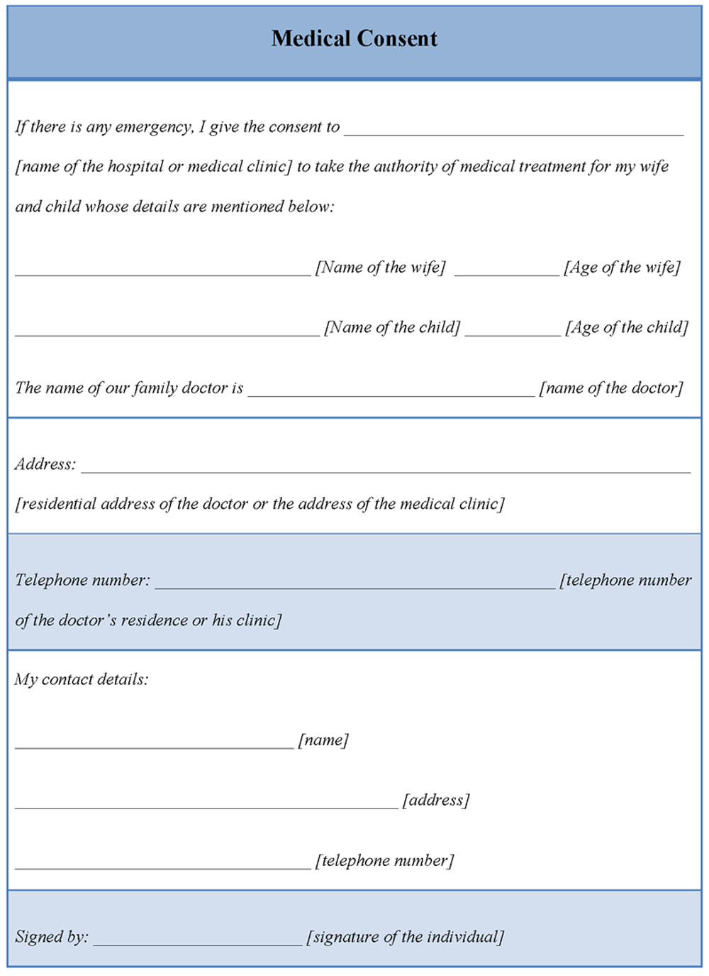 Medical Template for Consent Form Example of Medical