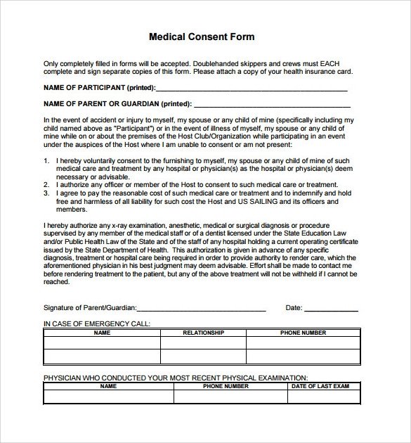 Sample Medical Consent Form 13 Free Documents in PDF