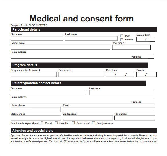 Sample Medical Consent Form 13 Free Documents in PDF