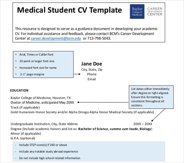 10 Sample Medical Curriculum Vitae Templates PDF DOC
