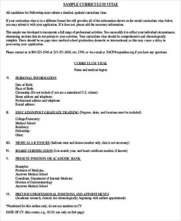 Medical Student CV Sample 7 Examples in Word PDF