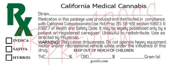 California Medical Cannabis RX Label Download by GCPKG on Etsy