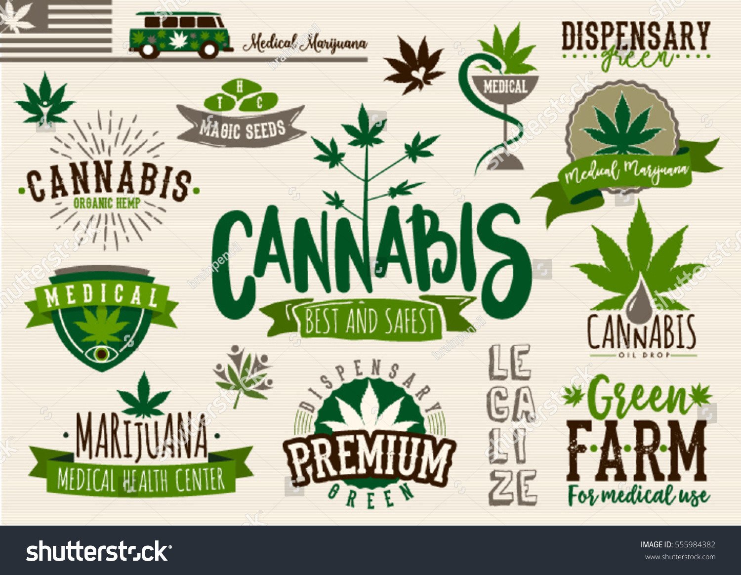 Medical Marijuana Product Label Logo Graphic Stock Vector