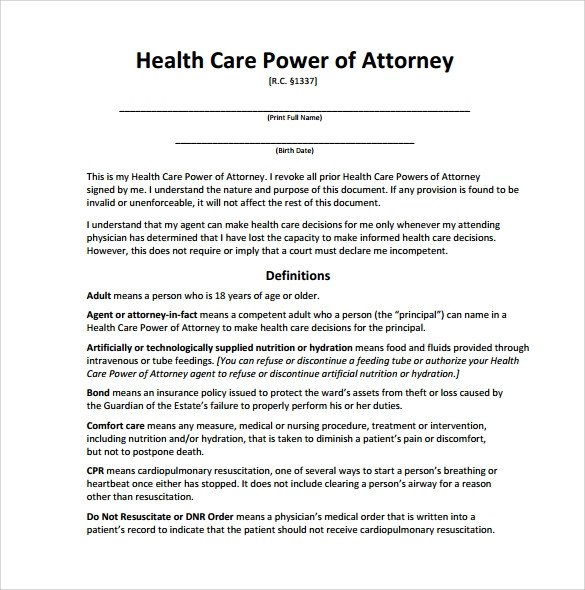 Sample Medical Power of Attorney Form 14 Download Free