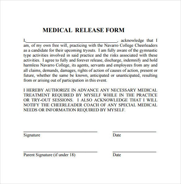 Sample Medical Release Form 10 Free Documents in PDF Word