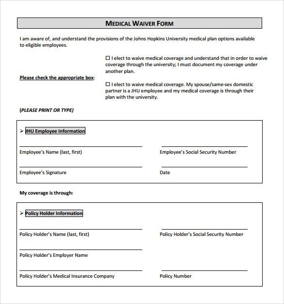 10 Medical Waiver Forms Free Sample Example Format