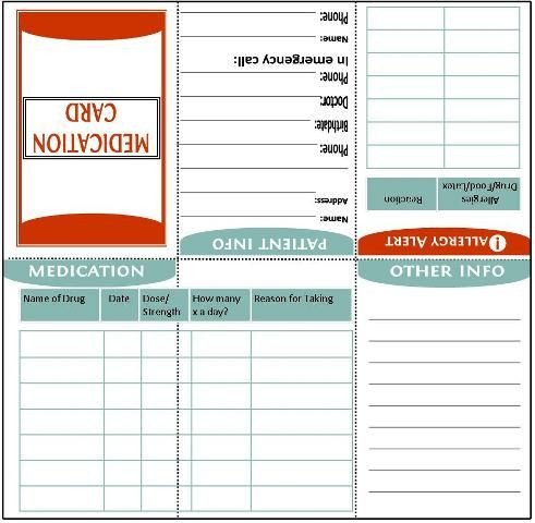 fold to wallet size medication information card