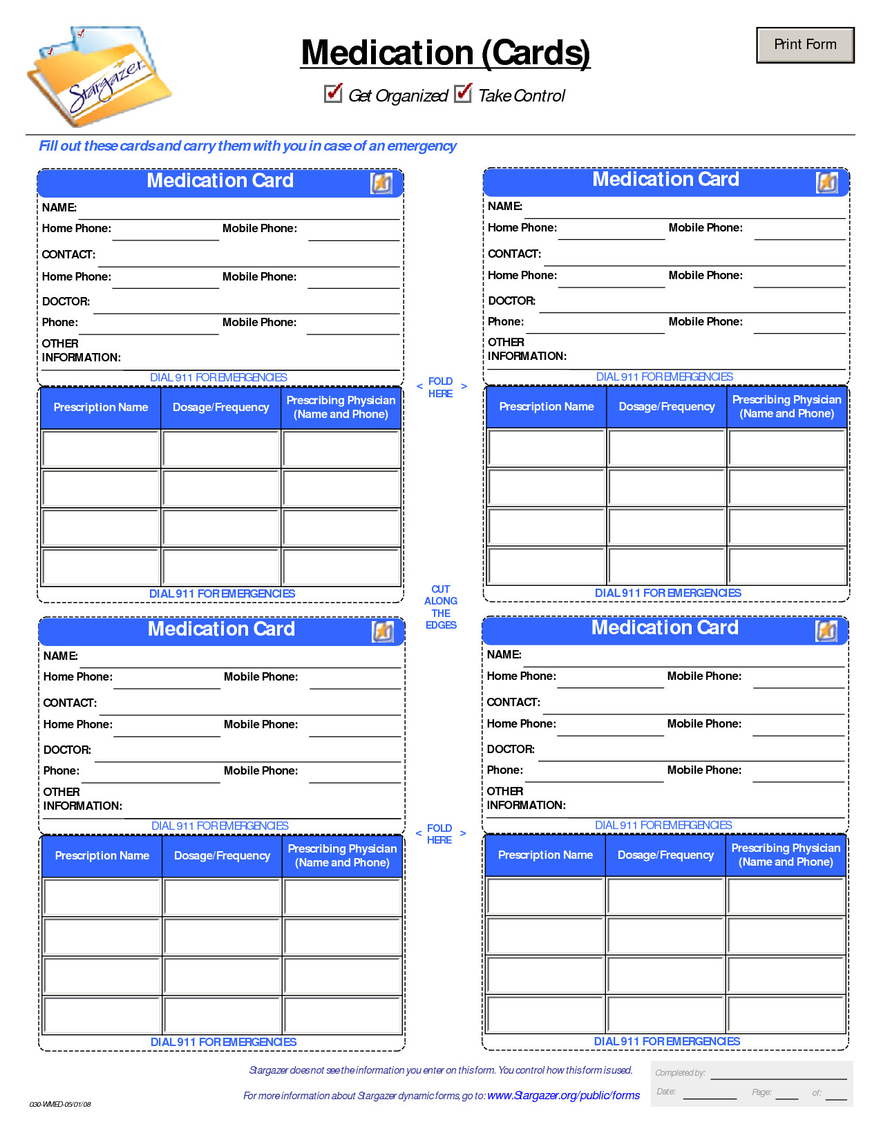 Patient Medication Card Template