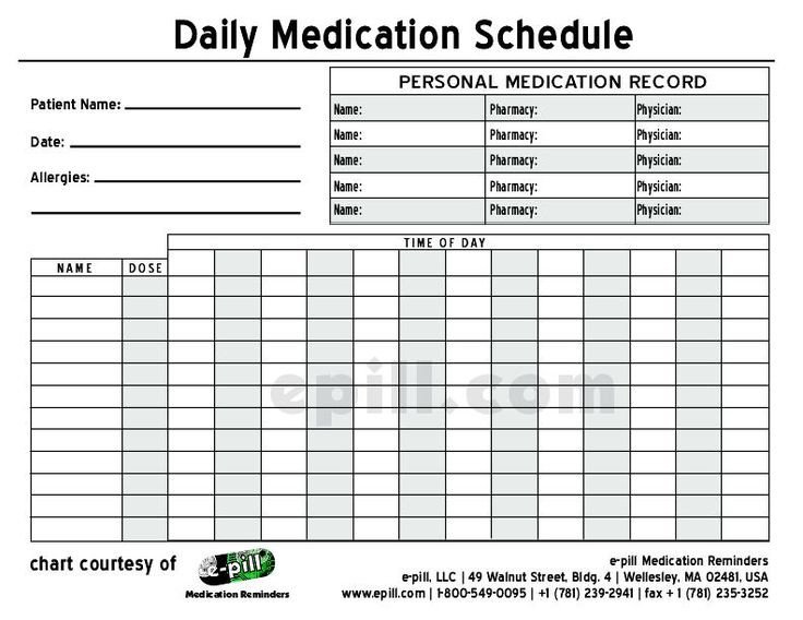 Free DAILY Medication Schedule Free DAILY Medication