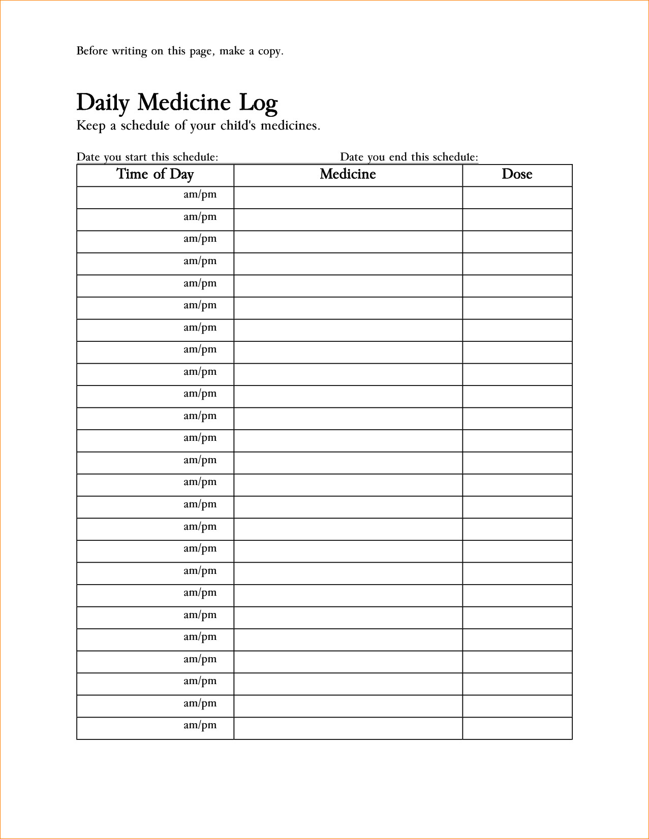 free medication administration record template excel