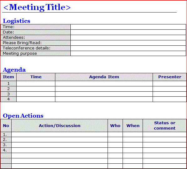 Free meeting minutes template