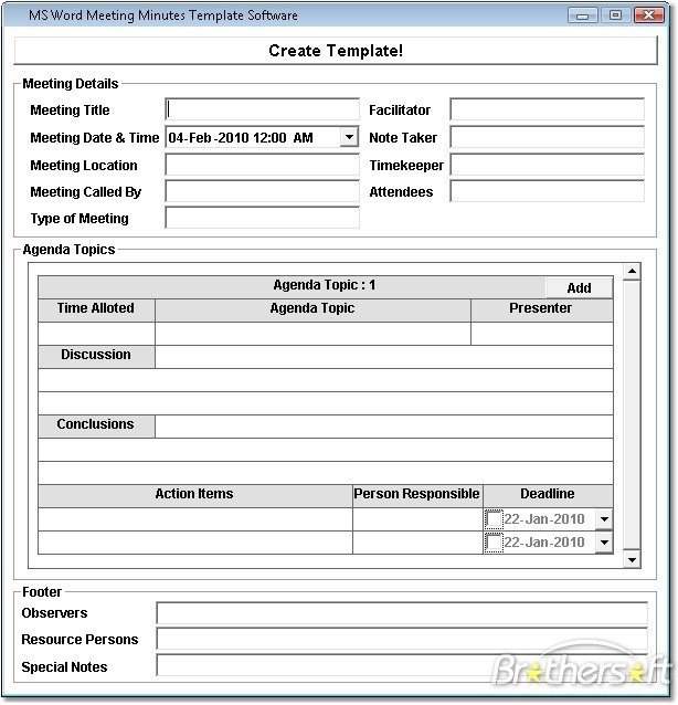 Download Free MS Word Meeting Minutes Template Software