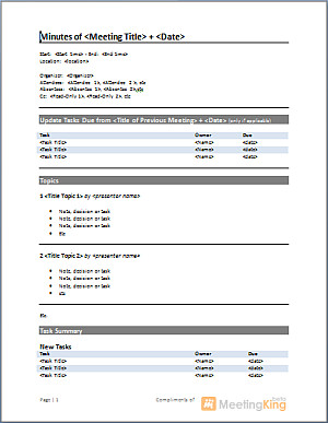 Download Meeting Minutes Template for Word