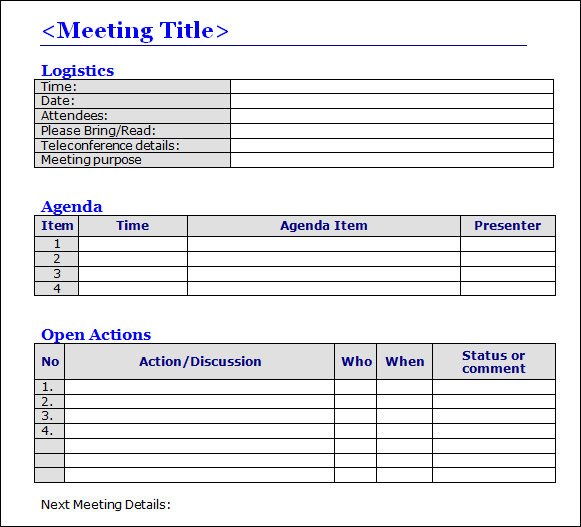 Meeting Minutes Template 16 Download Free Documents In