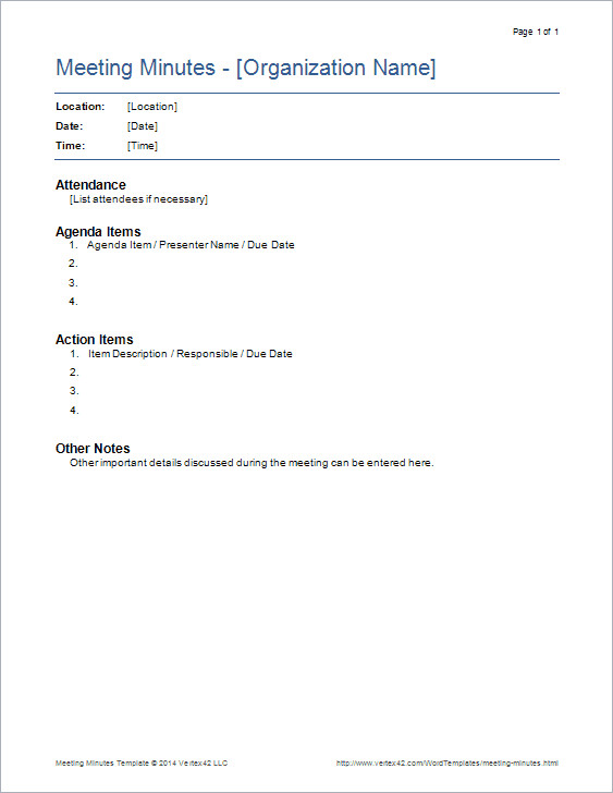 Meeting Minutes Templates for Word
