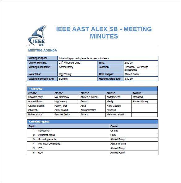 14 Project Meeting Minutes Template Google Docs Word