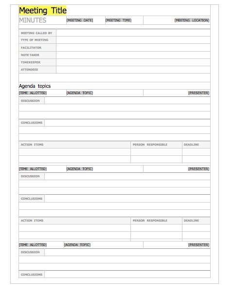 20 Handy Meeting Minutes & Notes Templates Free Template