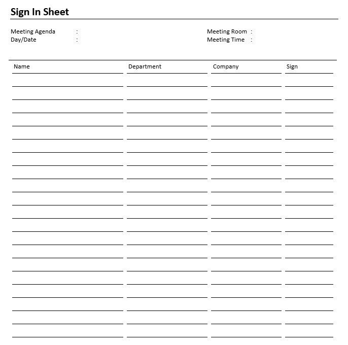8 Free Sample Safety Sign in Sheet Templates Printable