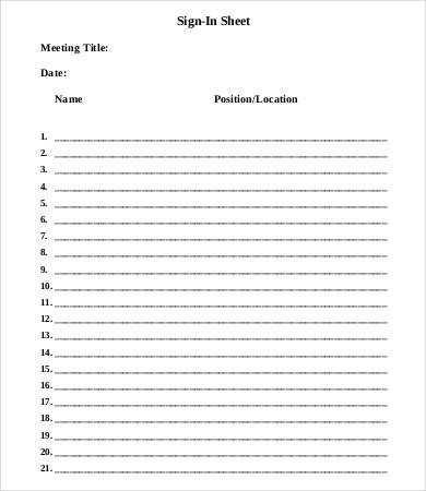 Meeting Sign In Sheet Template 9 Free Word PDF