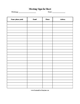 Meeting Sign In Sheet Template