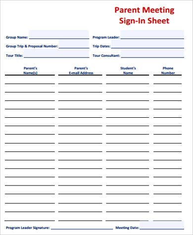 Sample Meeting Sign in Sheet 8 Examples in Word PDF