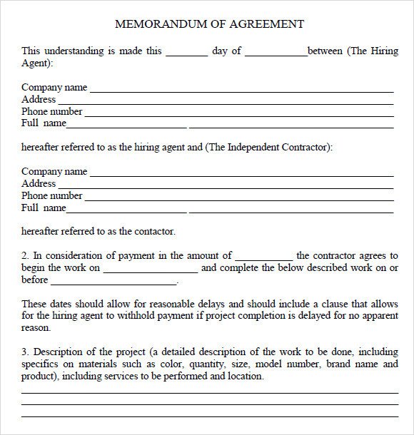 13 Memorandum of Agreements PDF Word