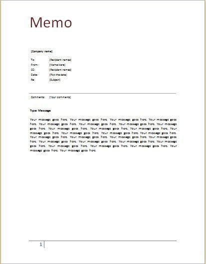 Memo template at word documents