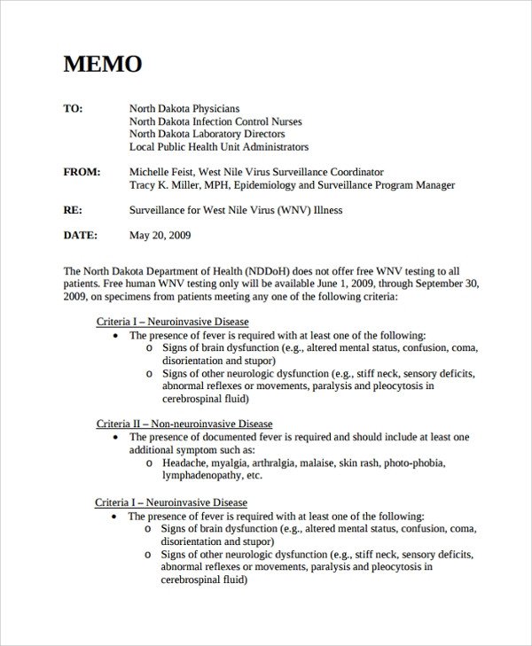 Sample Memo Format 26 Documents in PDF Word