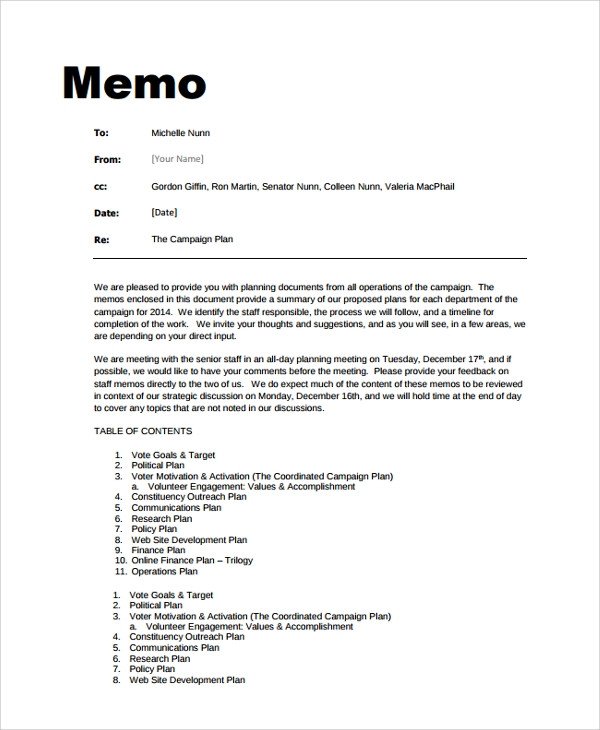 Sample Memo Format 26 Documents in PDF Word