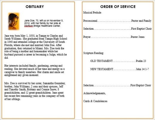 73 best Printable Funeral Program Templates images on
