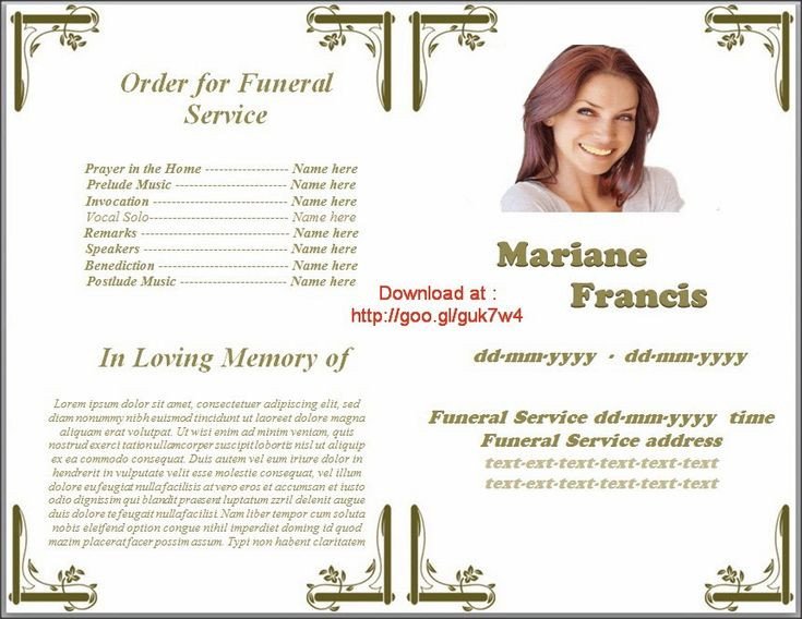 Pin by Do Homeworks on Funeral Program Templates for MS