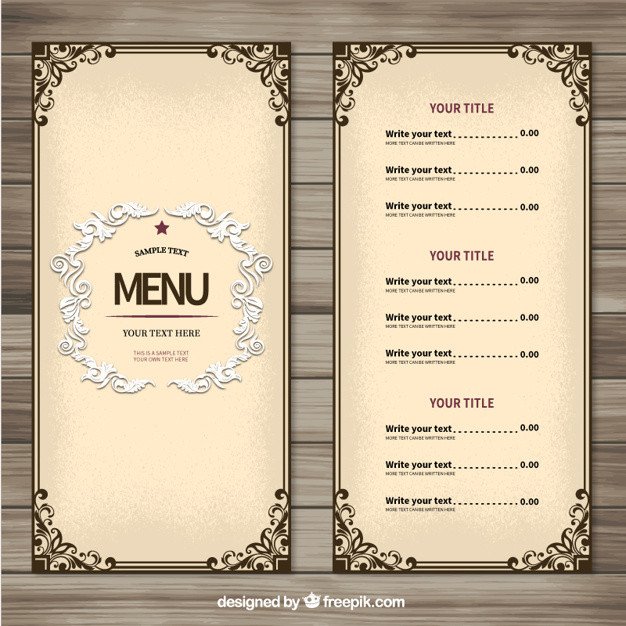 Ornamental menu template Vector