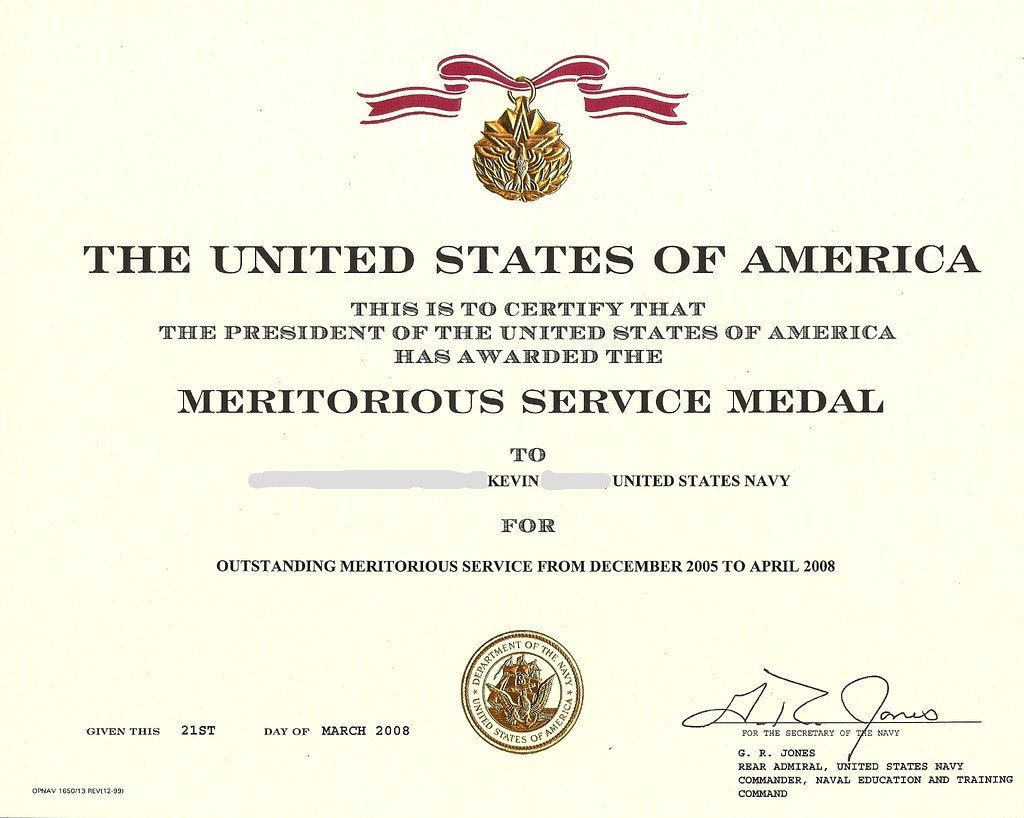 US Navy Retirement 2008 Navy Meritorious Service Medal M